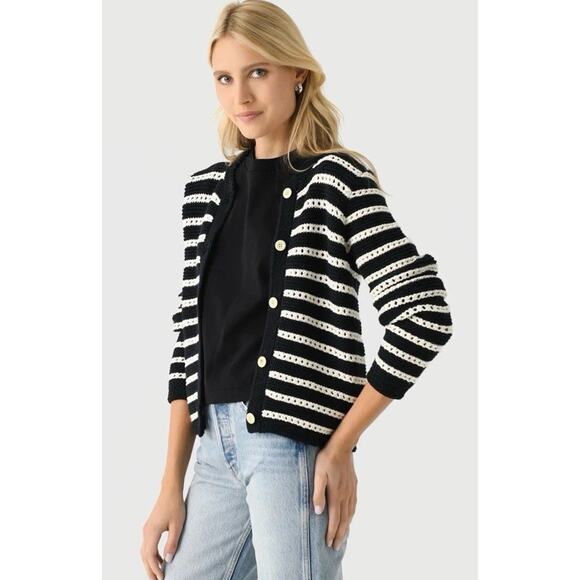 ALEX MILL Women's Hailey Stripe Cardigan Hailey Cardigan Navy/Ivory NWT L $185 - Picture 1 of 11